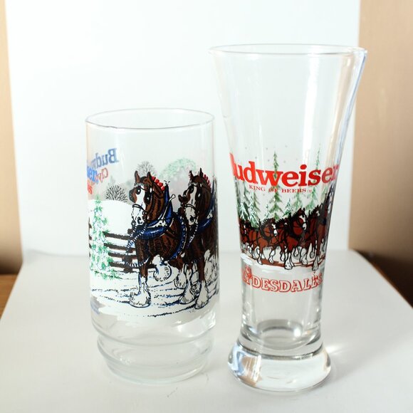 Lot of 2 Budweiser Clydesdale Glasses - Picture 1 of 6